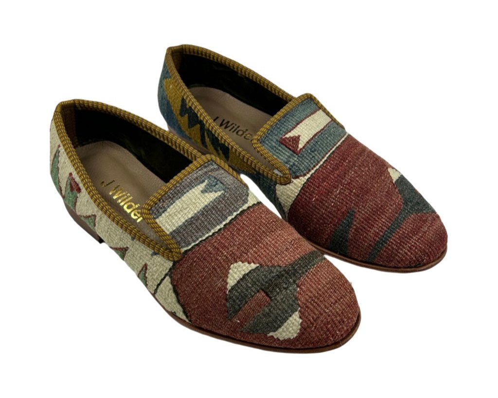 Turkish kilim men's loafer all wool uppers