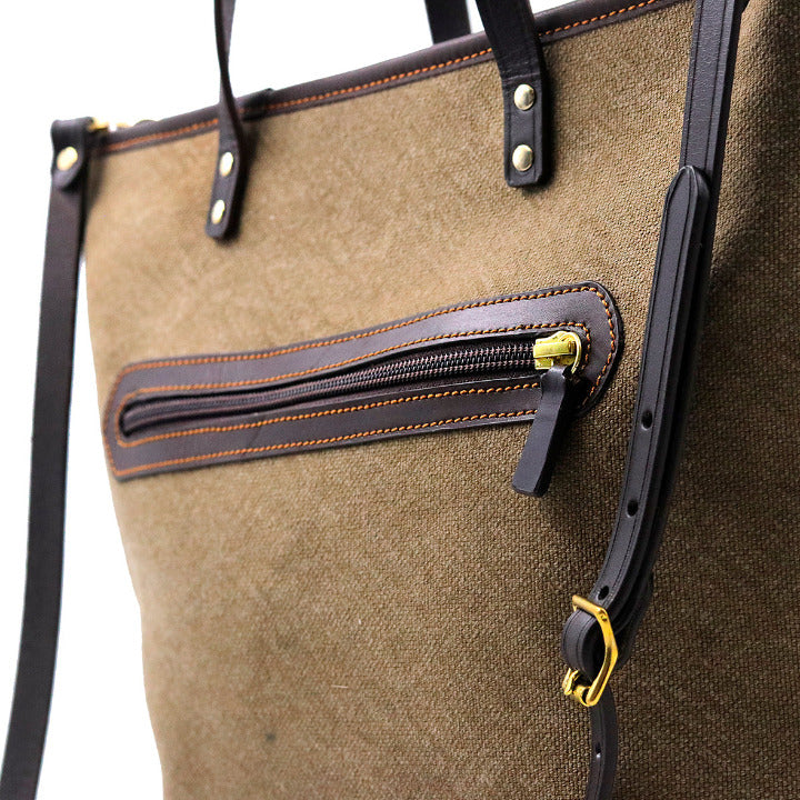 tan tote leather trim