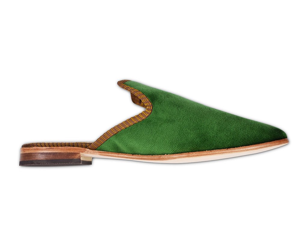 emeral green velevet mules women's