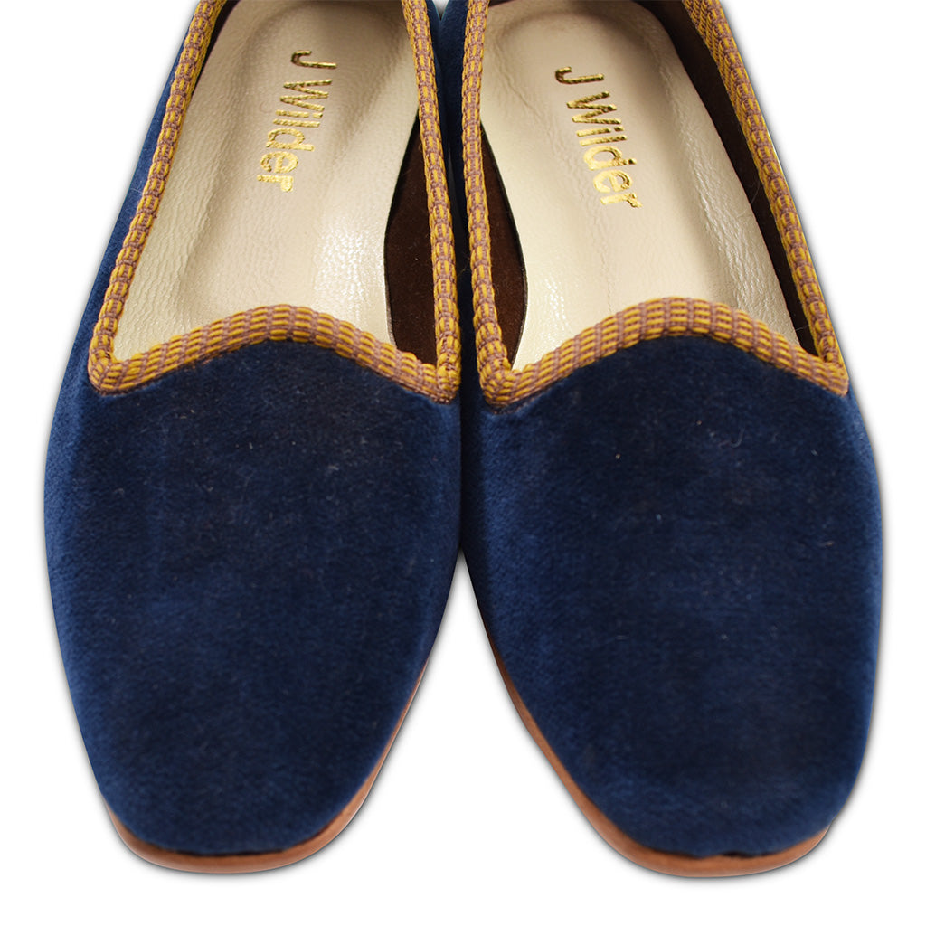 women's dark navy velvet slipper shoe