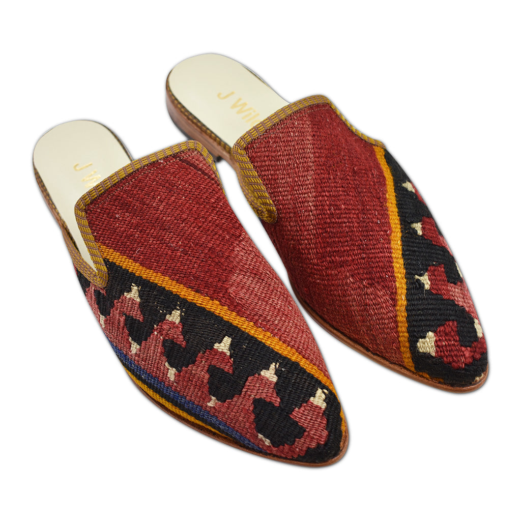 bold red kilim slides size 10 women's