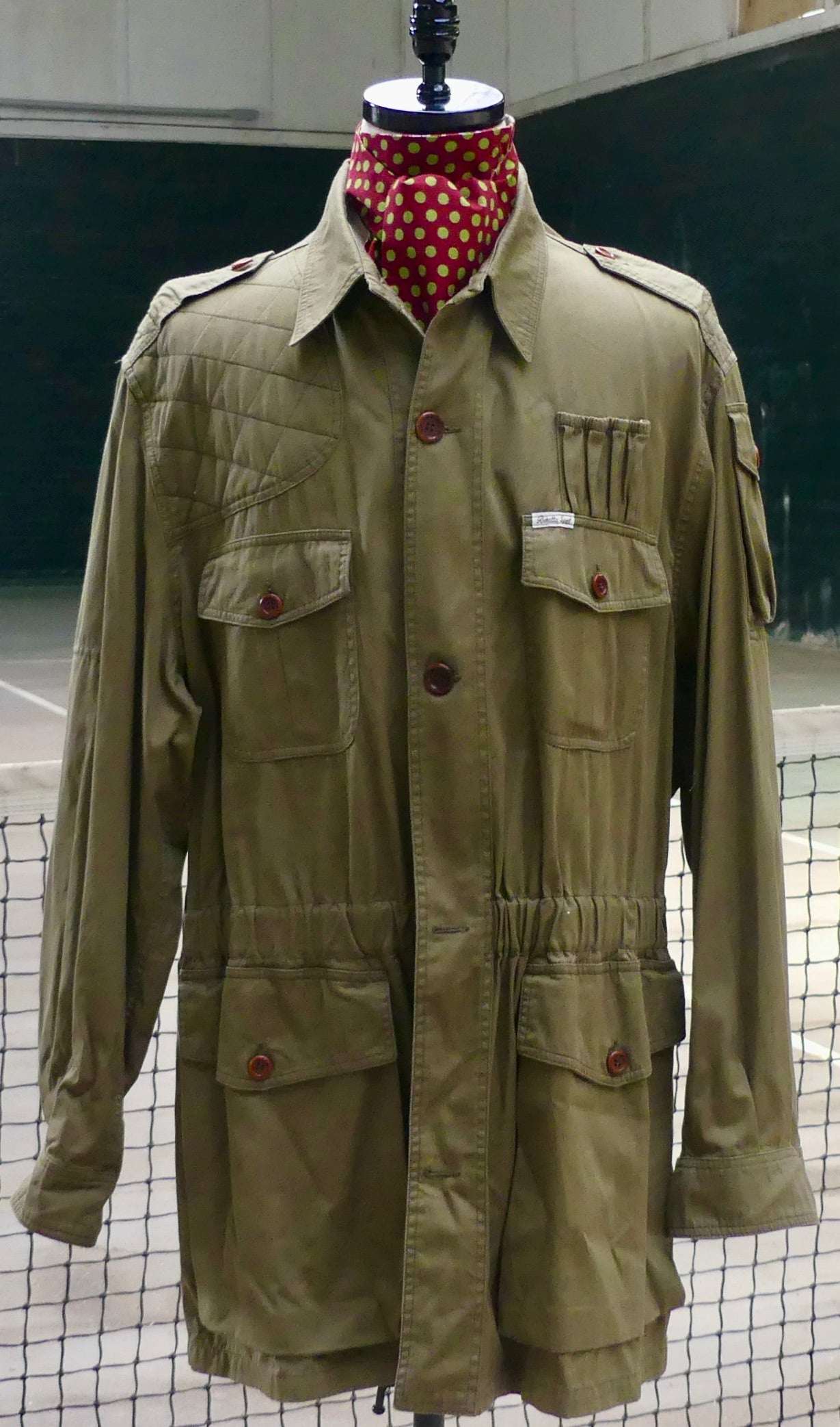 mens's XL safari jacket dark green khaki excellent condition