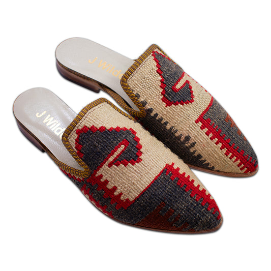 red and gray size 7 mules for women