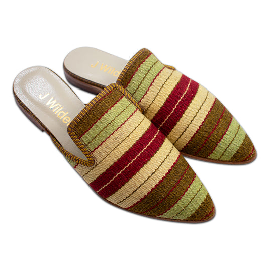 striped mules handmade slides women's size 8