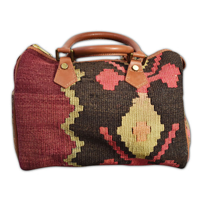 kilim purse or tote with leather trim 