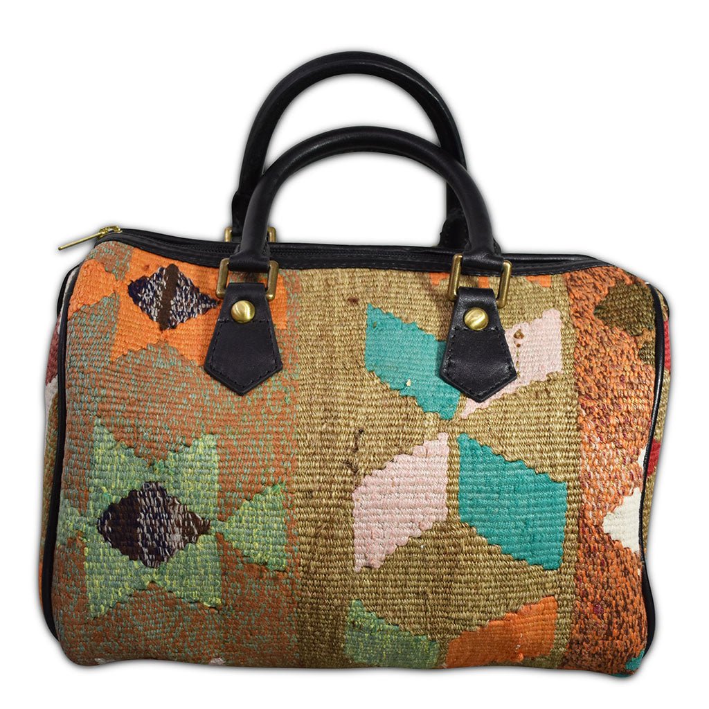 kilim purse or tote with leather trim 