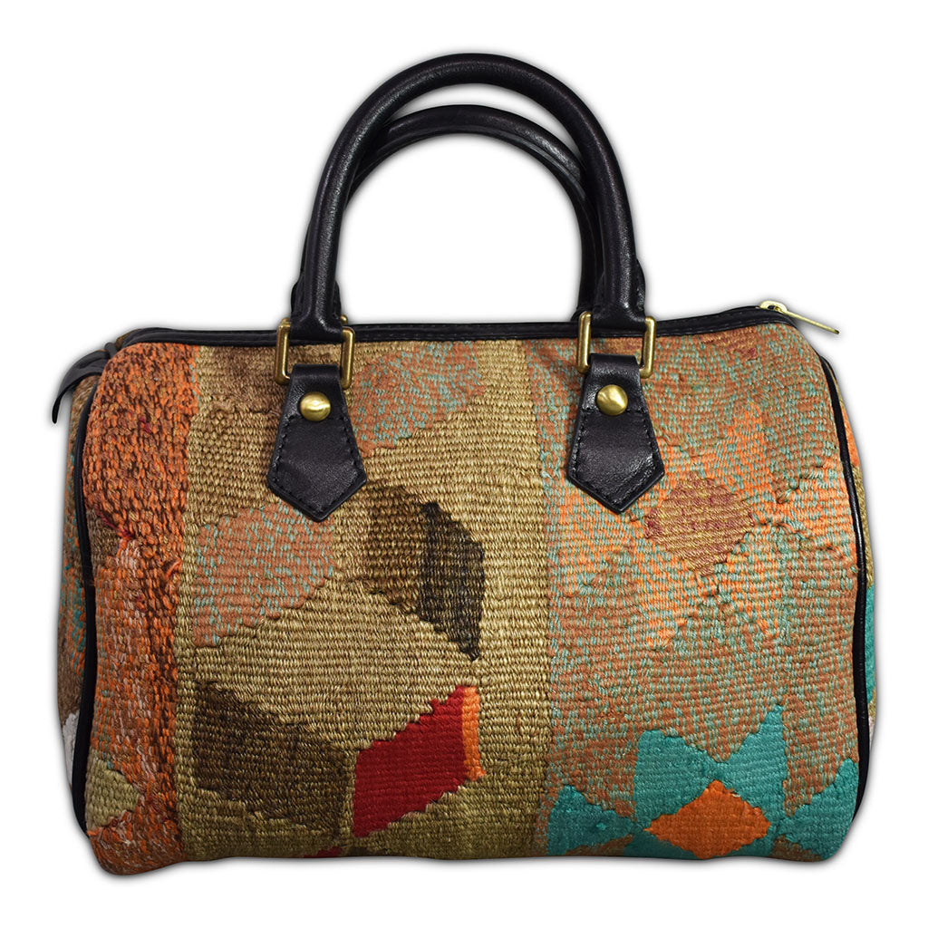 kilim purse or tote with leather trim 