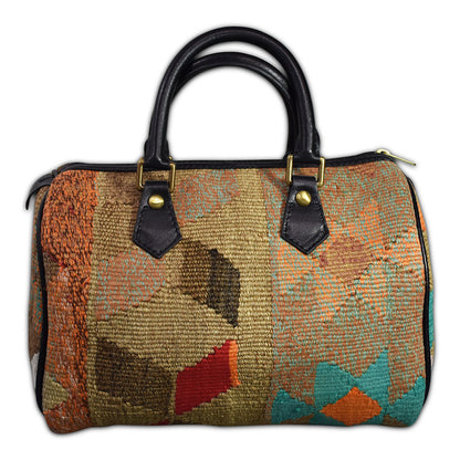 kilim purse or tote with leather trim 