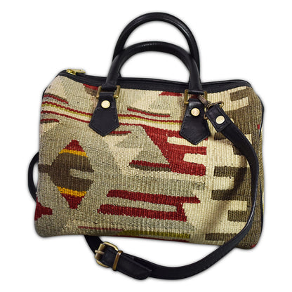 kilim purse or tote with leather trim 