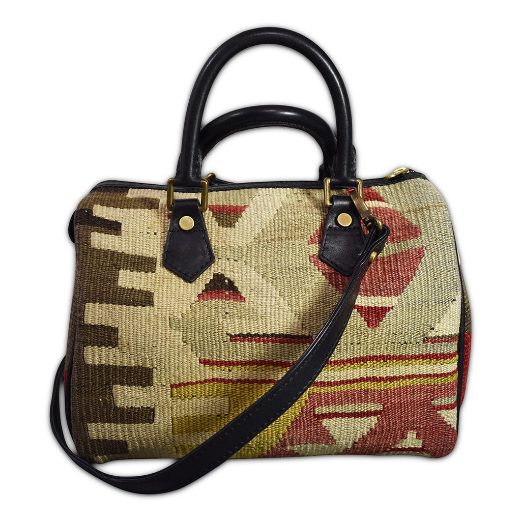 kilim purse or tote with leather trim 