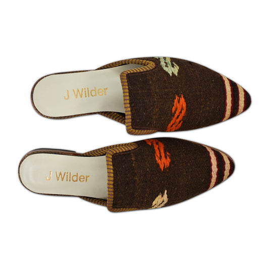 classic women's mule  tapestry in dark brown wool