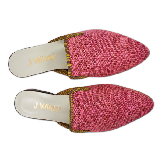pink kilim slides in wool women's size 6 