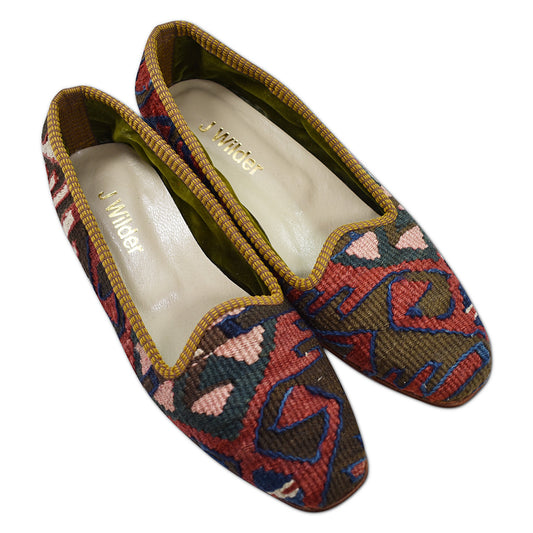 womens size 10 kilim loafers in red and blue