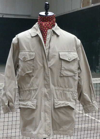 size medium vintage safari jacket khaki big pockets 