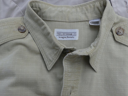 cotton khaki rip stop cloth and epaulets size large very good condition