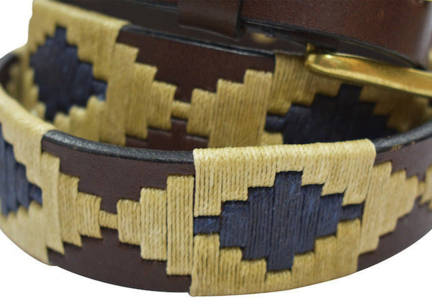 eco friendly saddle leather  classic navy blue polo belt