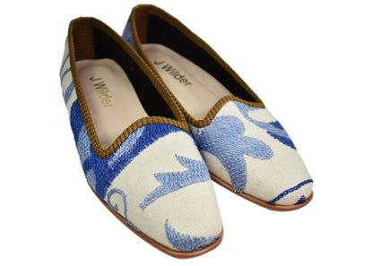 blue and white loafers suzani