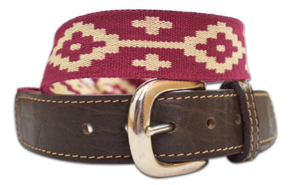 dark red and ivory woven polo belts matera