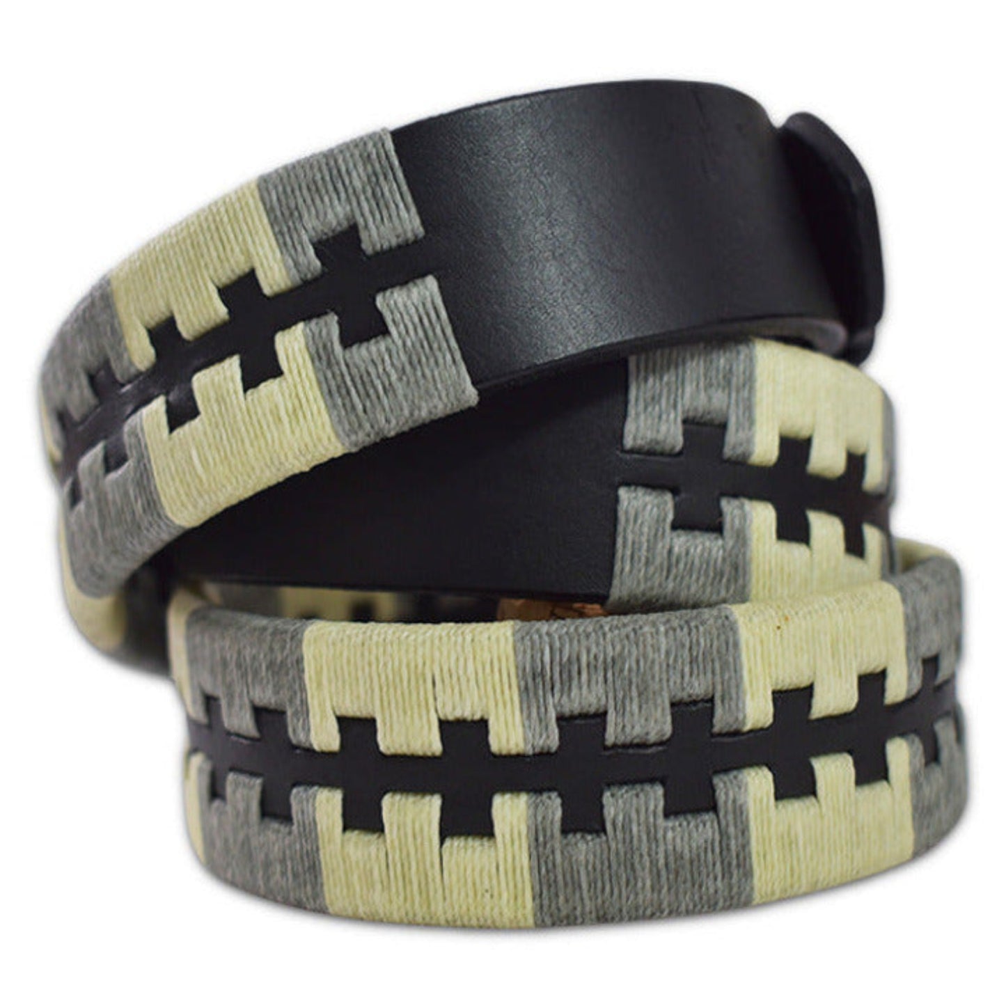  black argentina polo belt in comb pattern