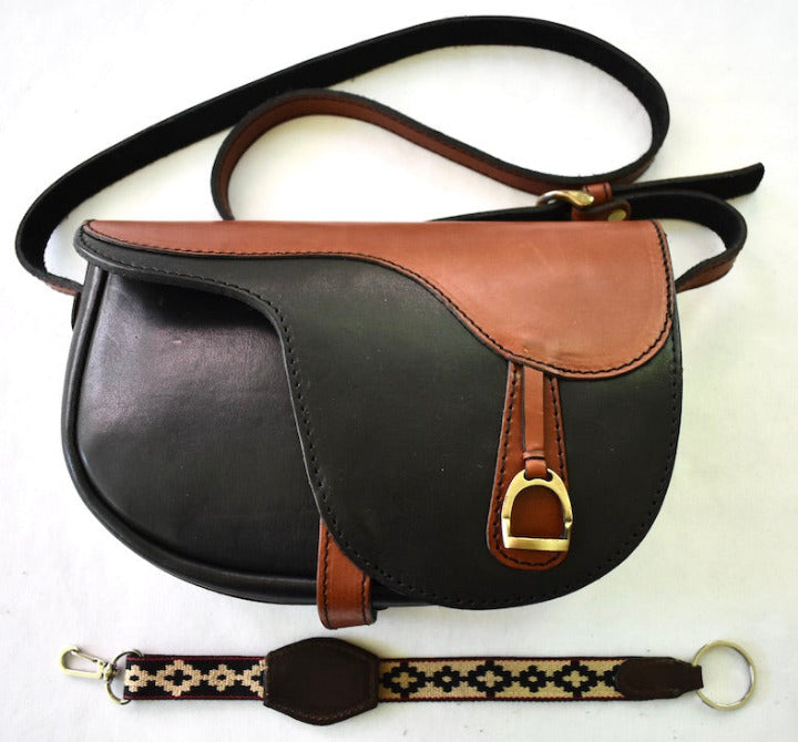 black and tan saddle purse handmade 